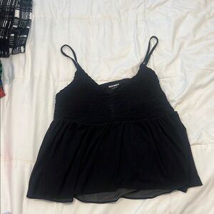 Old Navy Black Smocked Camisole with Spaghetti Straps